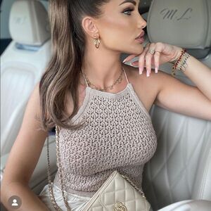 ZARA METALLIC THREAD POINTELLE TOP Size M